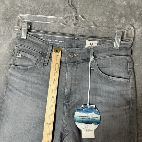NWT AG Adriano Goldschmied Jeans 27 Farrah Ankle Seamless Gray Skinny High Rise